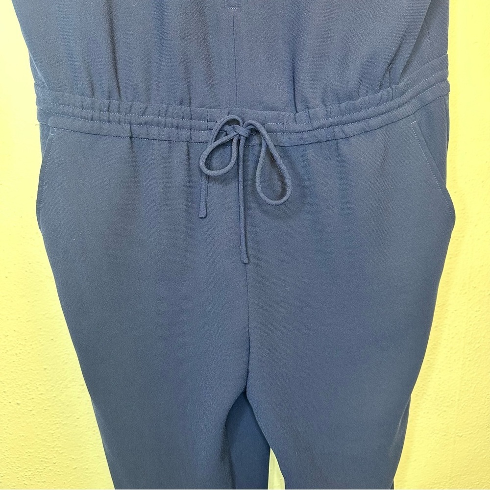 Vince Coastal Cap Sleeve Drawstring Jumpsuit Zip Up Blue Size 8 - Picture 4 of 14